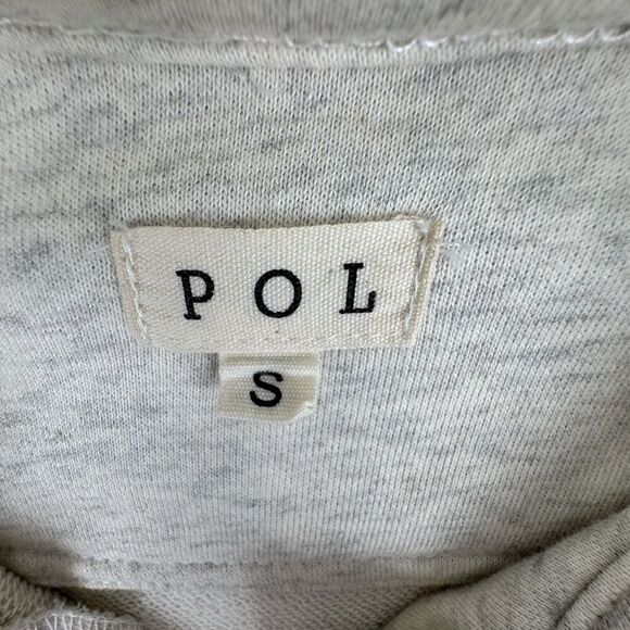 POL Women's Knit Jacket Small Cream/Gray French Terry Balloon Sleeve Oversized - Picture 10 of 15